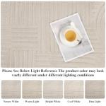 SHACOS Soft Cozy Fluffy Arch Pattern High-Low Pile Textured Area Rug 5'3"x7'3" Non Slip Washable Modern Geometric Rug Stain Resistant Contemporary Carpet for Living Room Bedroom Dining Room, Beige