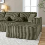109" Modular L-Shaped Corner Cloud Sofa Corduroy Modular Couches with Deep Seat, 3 Pieces Compressed Boneless Sofa W/Right Chaise Lounge and 4 Pillows for Living Room