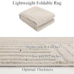 SHACOS Soft Cozy Fluffy Arch Pattern High-Low Pile Textured Area Rug 5'3"x7'3" Non Slip Washable Modern Geometric Rug Stain Resistant Contemporary Carpet for Living Room Bedroom Dining Room, Beige