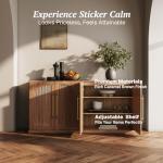 BELLEZE Set of 2 Modular Sideboard with Double-Arc Wood Doors, 65'' Arched Buffet Cabinet with Storage and Adjustable Shelves, Classic Modern Credenza for Dining Room Living Room Entryway(Camel)