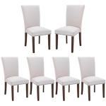 COLAMY Upholstered Fabric Dining Chairs Set of 6, High Back Padded Chairs w/Nailed Trim & Solid Wood Legs, Classic Parsons Chairs Side Chair for Home/Kitchen/Living Room-Beige (A420-BEIGE-6pcs)