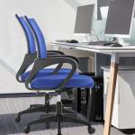 BestOffice | Ergonomic Office Chair | Mid-Back Swivel Desk Chair | Breathable Backrest & Lumbar Support | Adjustable Height | Sponge Seat | Rolling Wheels | Dark Blue | for Adults & Women