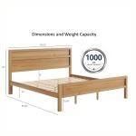 ComfIQ Solid Wood Platform Bed with Wooden Slats – Durable Frame, No Box Spring Required, Ample Underbed Storage, Pine, King, Bed and Clean-Line Headboard