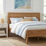 ComfIQ Solid Wood Platform Bed with Wooden Slats – Durable Frame, No Box Spring Required, Ample Underbed Storage, Pine, King, Bed and Clean-Line Headboard