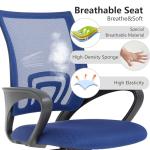 BestOffice | Ergonomic Office Chair | Mid-Back Swivel Desk Chair | Breathable Backrest & Lumbar Support | Adjustable Height | Sponge Seat | Rolling Wheels | Dark Blue | for Adults & Women