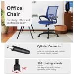 BestOffice | Ergonomic Office Chair | Mid-Back Swivel Desk Chair | Breathable Backrest & Lumbar Support | Adjustable Height | Sponge Seat | Rolling Wheels | Dark Blue | for Adults & Women