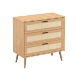 Panana 3/6/8 Drawers Dresser, Wooden Rattan Chest of Drawers with Rattan Front Spacious Storage Chest Bedside Table Nightstand Cabinet for Living Room, Closet, Hallway, Bedroom