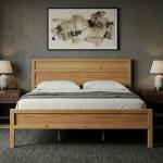 ComfIQ Solid Wood Platform Bed with Wooden Slats – Durable Frame, No Box Spring Required, Ample Underbed Storage, Pine, King, Bed and Clean-Line Headboard