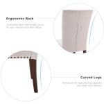 COLAMY Upholstered Fabric Dining Chairs Set of 6, High Back Padded Chairs w/Nailed Trim & Solid Wood Legs, Classic Parsons Chairs Side Chair for Home/Kitchen/Living Room-Beige (A420-BEIGE-6pcs)