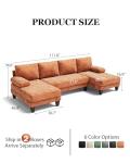 TROMIRY U-Shaped Sectional Couches for Living Room | 112 Inch Modern Sectional Couch | Orange Chenille Sofa with Double Chaise for Apartment