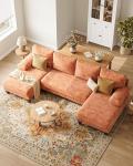 TROMIRY U-Shaped Sectional Couches for Living Room | 112 Inch Modern Sectional Couch | Orange Chenille Sofa with Double Chaise for Apartment