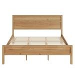 ComfIQ Solid Wood Platform Bed with Wooden Slats – Durable Frame, No Box Spring Required, Ample Underbed Storage, Pine, King, Bed and Clean-Line Headboard