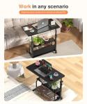 QZMDSM Portable Rolling Desk on Wheels Adjustable Height Desks for Small Spaces, 32" Computer Desk with Storage Shelves for Home Office Black