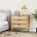 Panana 3/6/8 Drawers Dresser, Wooden Rattan Chest of Drawers with Rattan Front Spacious Storage Chest Bedside Table Nightstand Cabinet for Living Room, Closet, Hallway, Bedroom