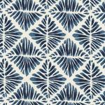 Homepop Home Decor | Upholstered Round Storage Ottoman | Ottoman with Storage for Living Room & Bedroom with Flared Legs, Navy Blue Geometric Pattern Large