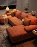 TROMIRY U-Shaped Sectional Couches for Living Room | 112 Inch Modern Sectional Couch | Orange Chenille Sofa with Double Chaise for Apartment