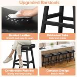 Raynesys Counter Height Bar Stools Set of 2, 24 Inch Barstools for Kitchen Counter, Kitchen Stools with Bonded Leather Saddle Seats & Heavy Duty Metal Legs, Easy Assembly, All Black