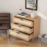 Panana 3/6/8 Drawers Dresser, Wooden Rattan Chest of Drawers with Rattan Front Spacious Storage Chest Bedside Table Nightstand Cabinet for Living Room, Closet, Hallway, Bedroom