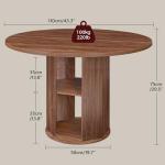 MAHANCRIS 43.3" Round Dining Table with Storage Shelf for 4, Circle Kitchen Dinner Table with Thick Tabletop, Circle Nook Table for Kitchen & Dining Room, Walnut DTWA11001