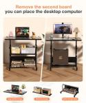QZMDSM Portable Rolling Desk on Wheels Adjustable Height Desks for Small Spaces, 32" Computer Desk with Storage Shelves for Home Office Black