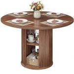 MAHANCRIS 43.3" Round Dining Table with Storage Shelf for 4, Circle Kitchen Dinner Table with Thick Tabletop, Circle Nook Table for Kitchen & Dining Room, Walnut DTWA11001