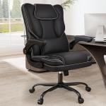 Ergonomic Office Chair with Flip-up Armrests 300lbs,Middle-Tall Computer Office Desk Chair with Lumbar Support,Executive Leather Chair with Rocking Function Adjustable Height for Home Office