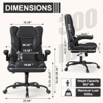 Ergonomic Office Chair with Flip-up Armrests 300lbs,Middle-Tall Computer Office Desk Chair with Lumbar Support,Executive Leather Chair with Rocking Function Adjustable Height for Home Office