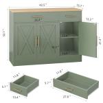 Shintenchi Modern Farmhouse Sideboard Buffet Cabinet with Storage with 3 Doors,42" Barn Doors Buffet Cabinet with Storage, Wood Coffee Bar Cabinets with Adjustable Shelf for Kitchen Living Room,Green