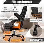 Ergonomic Office Chair with Flip-up Armrests 300lbs,Middle-Tall Computer Office Desk Chair with Lumbar Support,Executive Leather Chair with Rocking Function Adjustable Height for Home Office