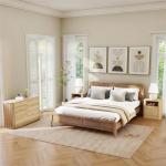 SOARMOTE 3-Piece Bedroom Furniture Set, Modern Fluted 6 Drawer Dresser & 2-Drawer Nightstands,Mid-Century Wood Storage Cabinet Set n for Bedroom, Hallway (Natural)