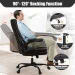 Ergonomic Office Chair with Flip-up Armrests 300lbs,Middle-Tall Computer Office Desk Chair with Lumbar Support,Executive Leather Chair with Rocking Function Adjustable Height for Home Office
