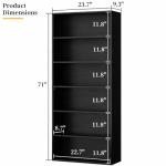 6-Tier Bookshelf, Modern Open Bookcase,6 Shelf Display Storage Shelves Floor Standing, 71 inches Tall Shelves for Home Office, Black