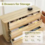 SOARMOTE 3-Piece Bedroom Furniture Set, Modern Fluted 6 Drawer Dresser & 2-Drawer Nightstands,Mid-Century Wood Storage Cabinet Set n for Bedroom, Hallway (Natural)