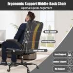 Ergonomic Office Chair with Flip-up Armrests 300lbs,Middle-Tall Computer Office Desk Chair with Lumbar Support,Executive Leather Chair with Rocking Function Adjustable Height for Home Office