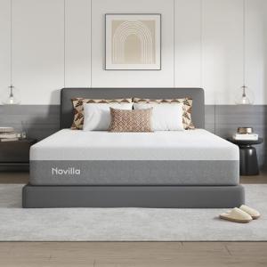 Novilla 14 Inch King Size Memory Foam Mattress in a Box, Pressure Relieving & Plush Comfort, Bliss, Grey