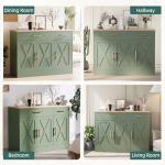 Shintenchi Modern Farmhouse Sideboard Buffet Cabinet with Storage with 3 Doors,42" Barn Doors Buffet Cabinet with Storage, Wood Coffee Bar Cabinets with Adjustable Shelf for Kitchen Living Room,Green