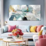 SOUGUAN Canvas Wall Art for Living Room Abstract Pictures Green Wall Decor Home Decor Teal Print Arts for Office 24"x48"