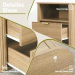 SOARMOTE 3-Piece Bedroom Furniture Set, Modern Fluted 6 Drawer Dresser & 2-Drawer Nightstands,Mid-Century Wood Storage Cabinet Set n for Bedroom, Hallway (Natural)