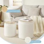 Royal Windsor Boucle Round Ottoman with Storage Set of 2,Small Foot Stool Ottoman for Living Room, Small Coffee Table,Vanity Stool with Storage for Bedroom, White