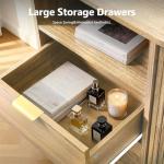 SOARMOTE 3-Piece Bedroom Furniture Set, Modern Fluted 6 Drawer Dresser & 2-Drawer Nightstands,Mid-Century Wood Storage Cabinet Set n for Bedroom, Hallway (Natural)