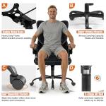 Ergonomic Office Chair with Flip-up Armrests 300lbs,Middle-Tall Computer Office Desk Chair with Lumbar Support,Executive Leather Chair with Rocking Function Adjustable Height for Home Office