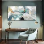 SOUGUAN Canvas Wall Art for Living Room Abstract Pictures Green Wall Decor Home Decor Teal Print Arts for Office 24"x48"