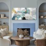 SOUGUAN Canvas Wall Art for Living Room Abstract Pictures Green Wall Decor Home Decor Teal Print Arts for Office 24"x48"