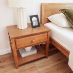 Plank+Beam Classic Solid Wood Nightstand with Drawer & Shelf, New Zealand Pine Bedside Table, Dovetail Drawer, Pecan Finish