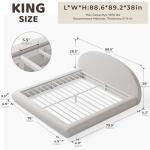 RECCI AirFrame Half-Moon Upholstered King Platform Bed Frame, Velvet Curved Arched Base with Headboard, 5 Inch Fully Round Cushioned Foam, No Box Spring Needed, Easy Assembly