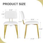 VECELO Dining Chairs Set of 2, Modern Upholstered Kitchen Chairs with Faux Leather Cushion Seat & Metal Legs for Kitchen, Living Room, Tufted Backrest Design, White