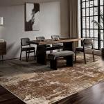 Yarooge 8x10 Rugs for Living Room - Modern Abstract Washable Rug, Ultra Soft Non Slip Low Pile Large Rugs, Floor Carpet for Bedroom Dining Room Office Laundry Nursery Home(A-Brown)