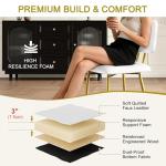 VECELO Dining Chairs Set of 2, Modern Upholstered Kitchen Chairs with Faux Leather Cushion Seat & Metal Legs for Kitchen, Living Room, Tufted Backrest Design, White