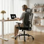 Meilocar Ergonomic Office Chair Mesh High Back, Office Desk Chair with Adjustable Lumbar Support, Rolling Work Chairs with Wheels and 3D Headrest, Black