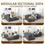 zzlay Modular Sectional L-Shaped Sofa with Deep Seat, Modern Boneless Comfy Corduroy Fluffy Couch with Side Pockets and Anti-Slip & Floor-Friendly Bottom for Living Room, No Assembly, Dark Grey